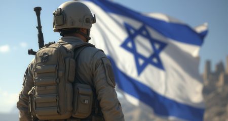 israeli-soldier-standing-front-israel-flag-military-patriotism